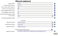 Formulář Obecná nastavení