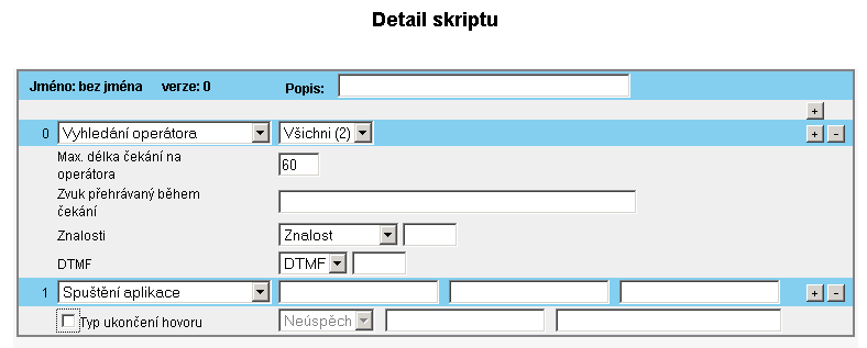 Formulář Detail skriptu