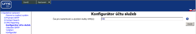 Formulář Konfigurátor účtu služeb
