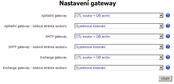 Formulář Nastavení gateway