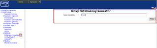 Formulář Nový databázový konektor