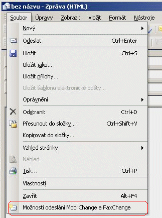Příklad verze Outlook XP a 2003