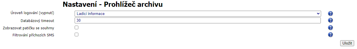 Výchozí Nastavení - Prohlížeč archivu Výchozí Nastavení - Prohlížeč archivu