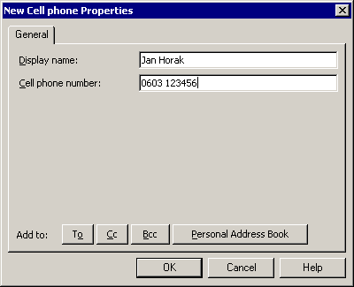 SMS address properties